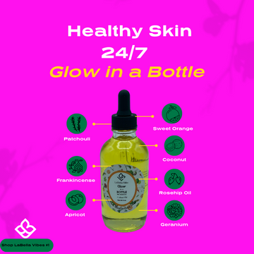 Glow in the Bottle with essential oils listed